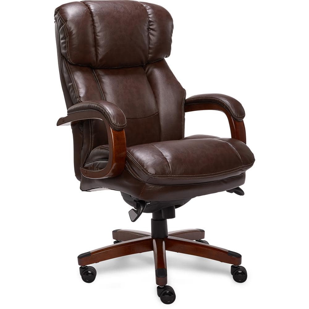 La Z Boy Fairmont Biscuit Brown Bonded Leather Executive Office Chair 44940 The Home Depot