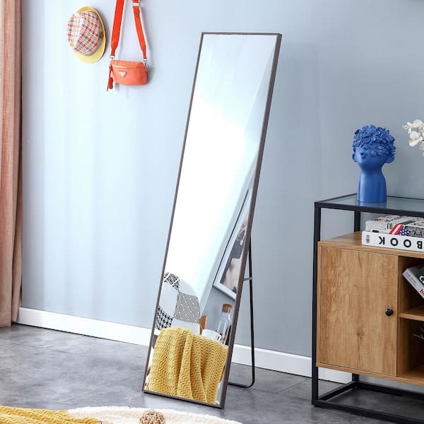 Unbranded 15 in. W x 58 in. H Rectangle Solid Wood Framed Gray Mirror
