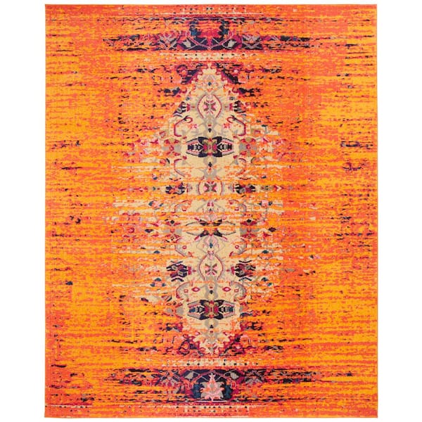 SAFAVIEH Monaco Orange/Multi 8 ft. x 11 ft. Border Area Rug