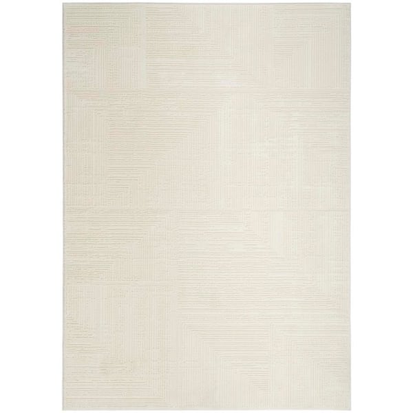 Nourison Eco-Friendly Ivory 6 ft. x 9 ft. Abstract Contemporary Area Rug