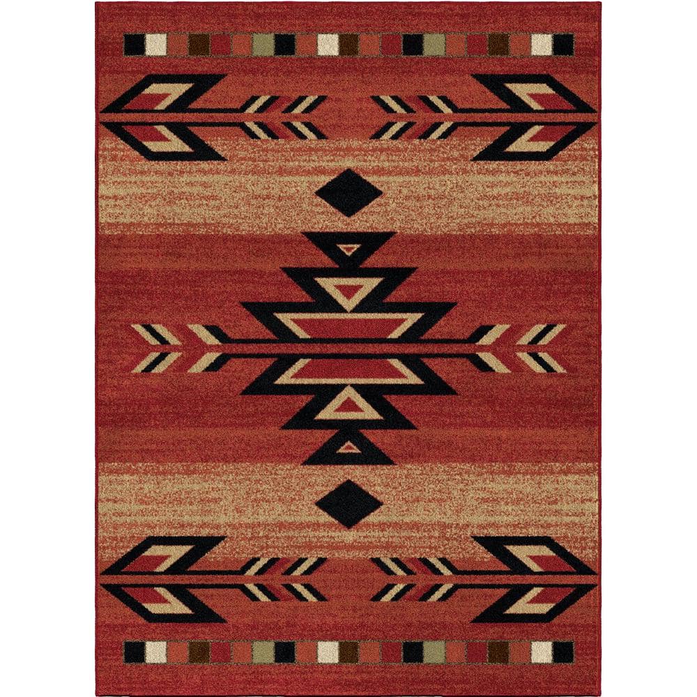 Rio Collection - Red Gray Abstract Premium Area Rug by Rug and Decor 4x5  Size