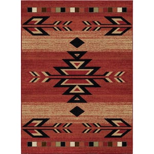Hearthside Rio Grande Lodge Red 5 ft. x 8 ft. Woven Abstract Polypropylene Rectangle Area Rug