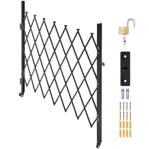 Single Folding Security Gate, Lockable Scissor Security Door with 360° Swivel Casters, 70.87 x 63.39 in. (W x H)