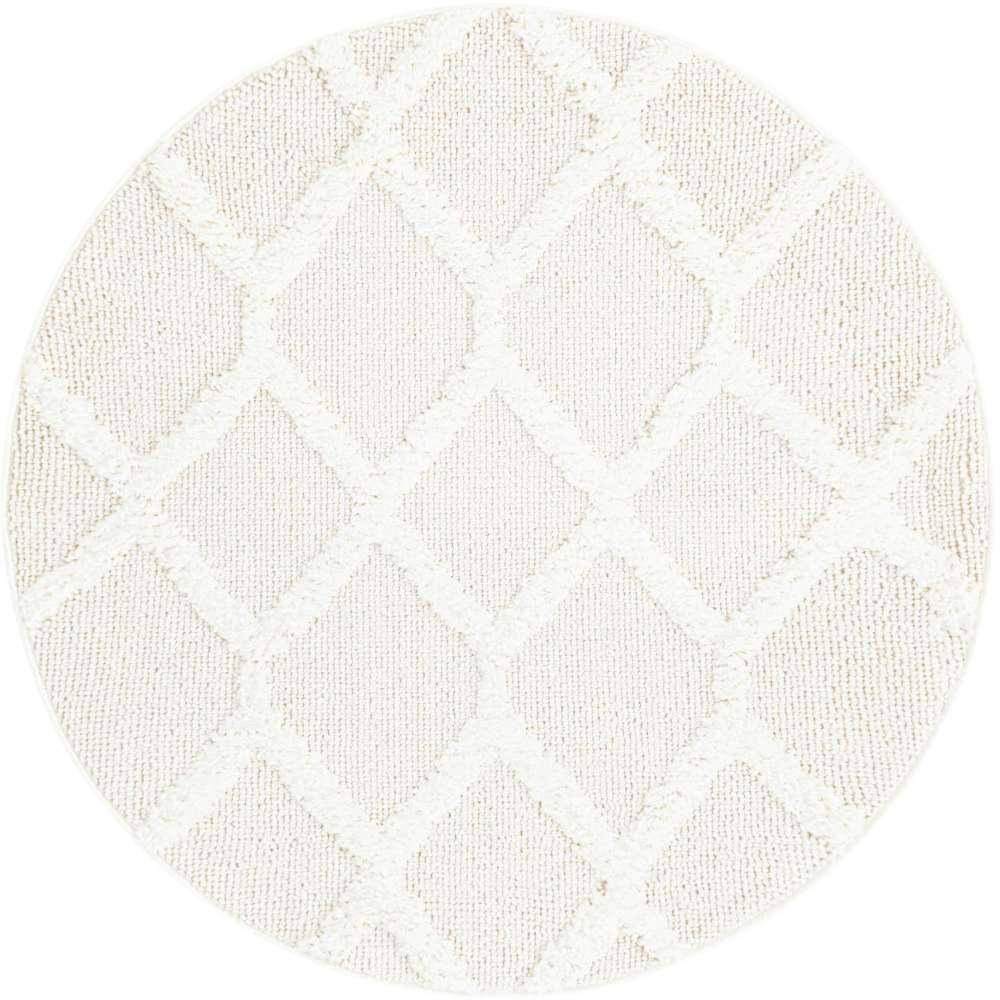 Unique Loom Boho Tiffany Ivory 3 ft. 3 in. x 3 ft. 3 in. Area Rug