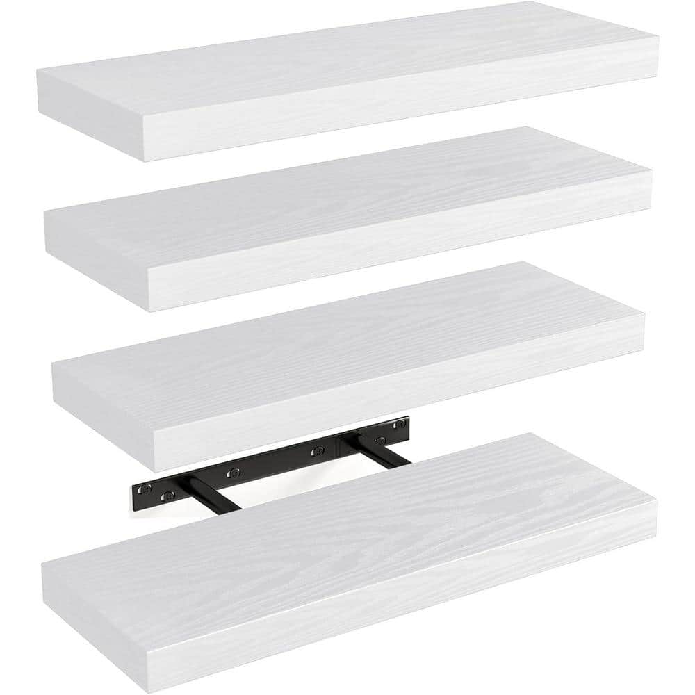 15.8 in. W x 5.5 in. D White Decorative Wall Shelf, (Set of 4)