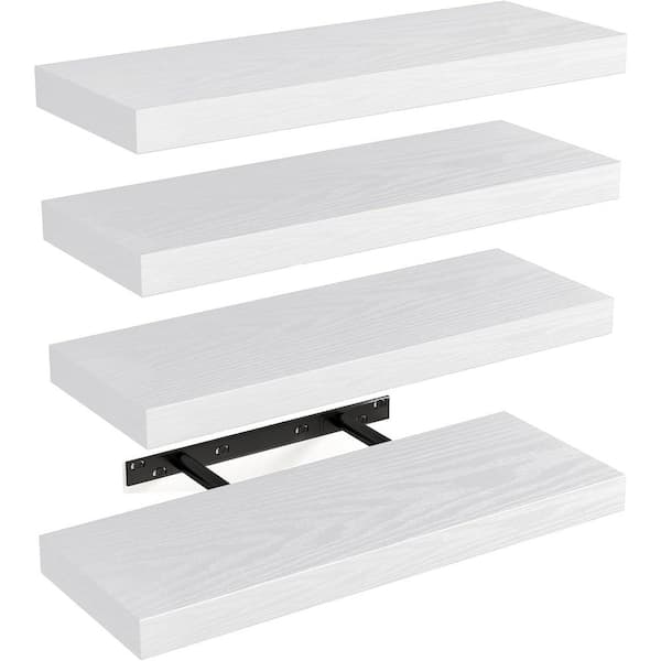 Cubilan 15.8 in. W x 5.5 in. D White Decorative Wall Shelf, (Set of 4)