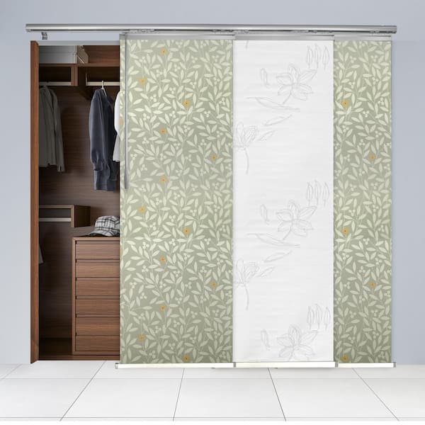 3-Panel Single Rail Panel Track Extendable 36 in. -66 in. W x 94 in. H Panel width 23.5 in. Spring Blossom