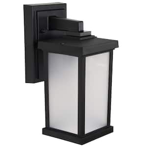 11.6 in. x 5 in. Black LED Square Composite Outdoor Wall Lantern Sconce with 3000K LED Lamp with Frost Acrylic Lens