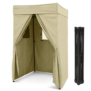 Flat Top 4 ft. x 4 ft. Outdoor Pop Up Shower Privacy Tent Dressing Changing Room, Cream