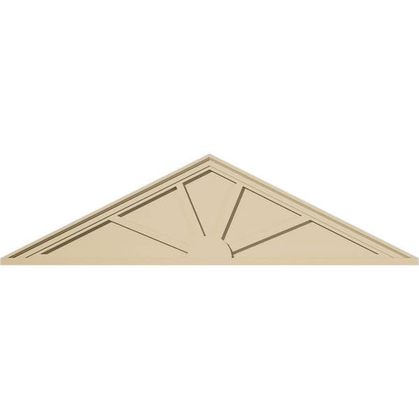 Ekena Millwork 60-in. W x 16-in. H x 2-in. P (Pitch 6/12) Peaked Cap 4 Spoke Signature Urethane Pediment, Primed Tan