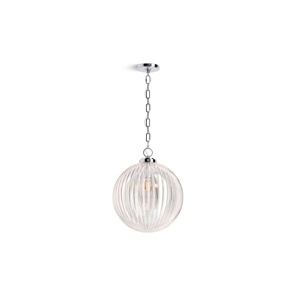 Polished Chrome 14" Glass Globe Pendant Light