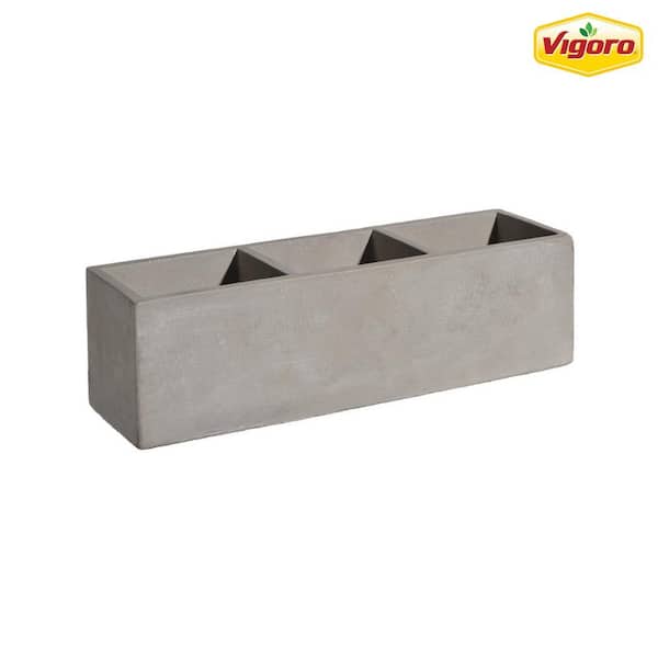 Vigoro 12.3 in. Trio Medium Concrete Gray Concrete Planter (3.6 in. L x 12.3 in. W x 3.5 in. H)