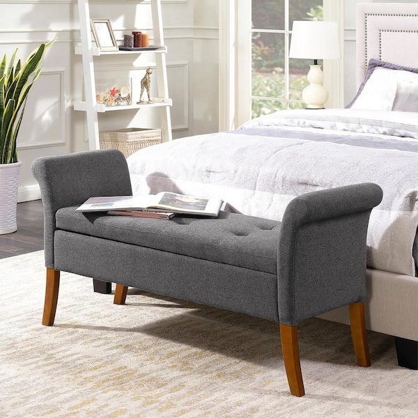 Convenience Concepts Designs4Comfort Garbo Soft Gray Fabric Bench with Storage 25.25 in. H x 51.25 in. W x 17 in. D