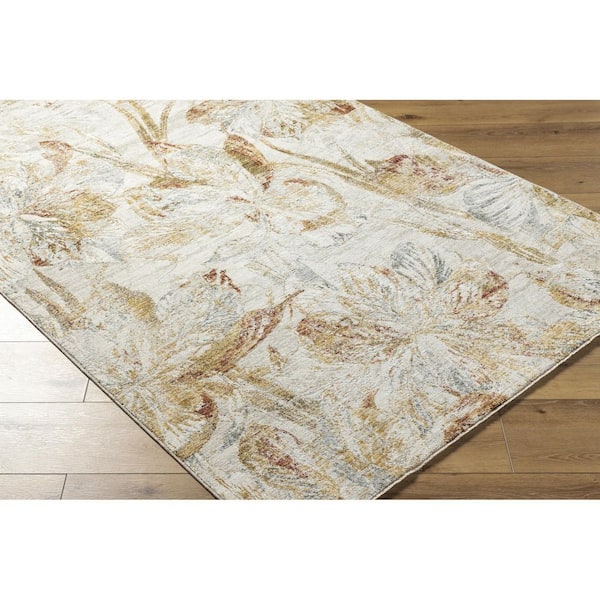 Roseanne Medium Brown Cottage Floral 5 ft. 3 in. x 5 ft. 3 in. Area Rug