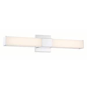 Vantage 24 in. 1-Light Chrome LED Vanity Light Bar with White Acrylic Shade
