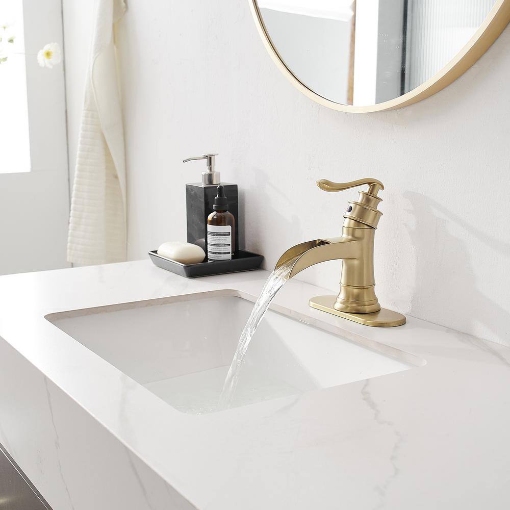 Elegance Brushed Gold Single-Handle Low-Arc Bathroom Faucet