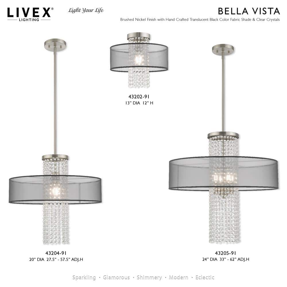 Bella Vista Brushed Nickel 4-Light Crystal Drum Chandelier