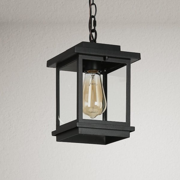 LNC Modern Coastal Black Square Outdoor Pendant 1-Light