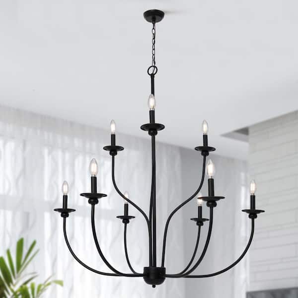 LNC Pict 9-Light Black Farmhouse Chandelier