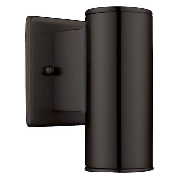 Eglo Riga 4.25 in. W x 6 in. H 1-Light Black Hardwired Outdoor Wall Sconce with Glass Shade