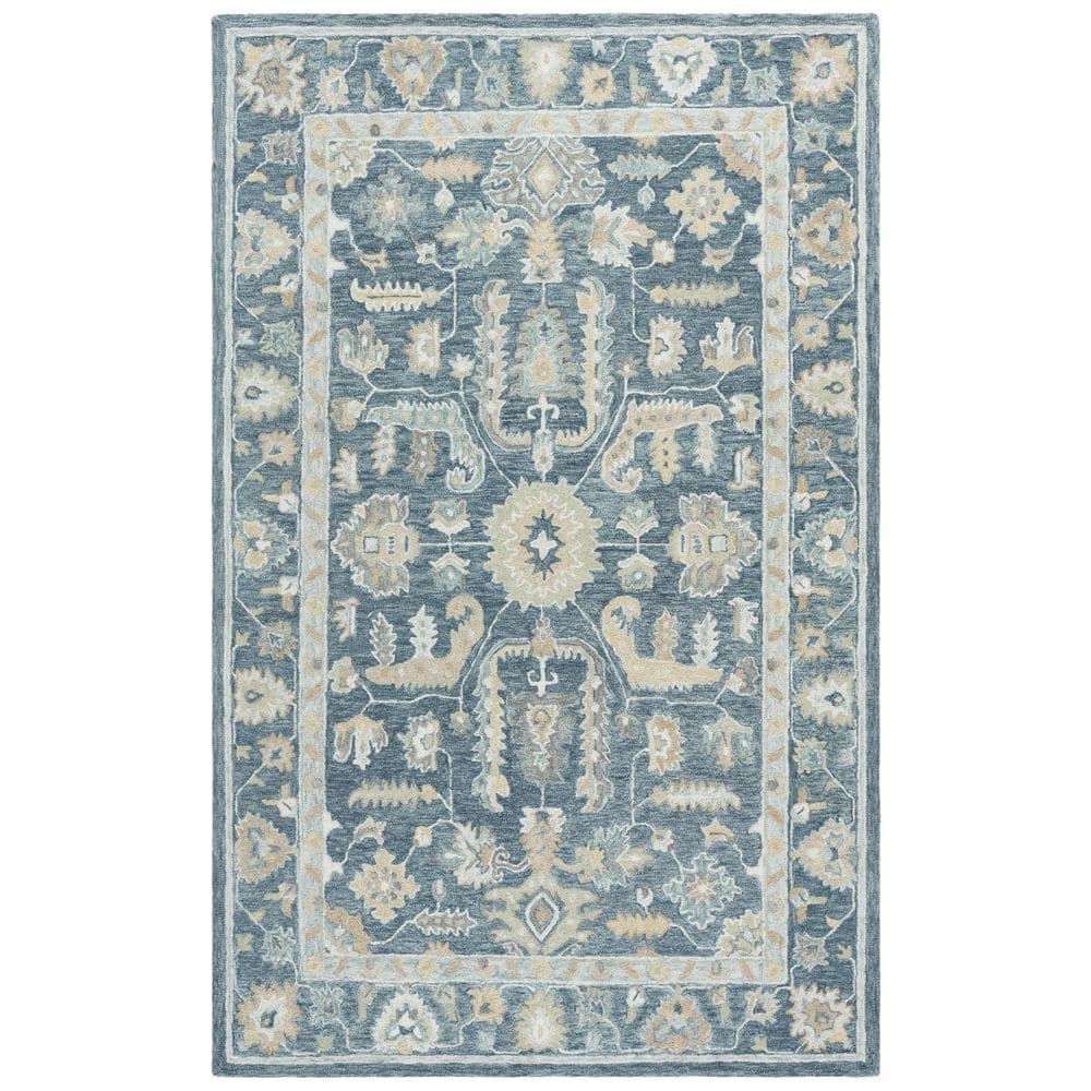 Metro 5 ft. x 8 ft. Blue/Gray Abstract Border Area Rug price history on PriceWatchPro