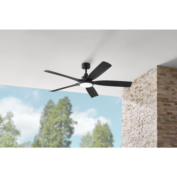 Amaia 56 in. Indoor/Outdoor Coastal Grade DC Motor Matte Black Ceiling Fan with Adjustable White LED and Remote Included