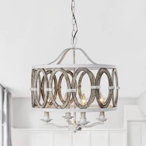 4-Light Wood Vintage Candle Chandelier