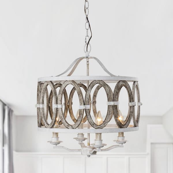 matrix decor 4-Light Wood Vintage Candle Chandelier