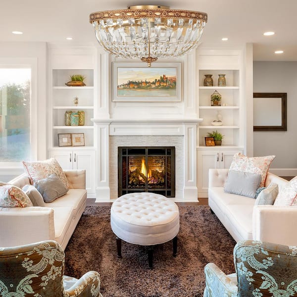 20 in. Indoor Crystal Gold Ceiling Fan with Light and Remote Control, 7-Fan Blades for Living Room (Bulb Not Included)