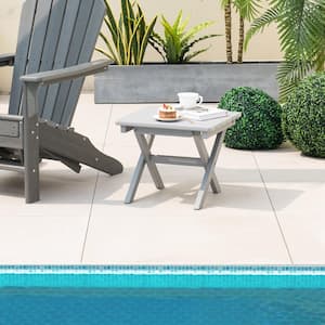 Gray Outdoor Folding Side Table Weather-Resistant HDPE Adirondack Table