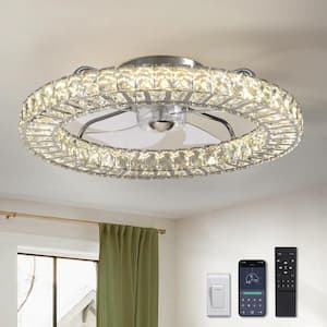 22 in. Smart Indoor Flush Mount Ceiling Fan with 4-Light Color Change, LED Low Profile Ceiling Fan with Remote Included