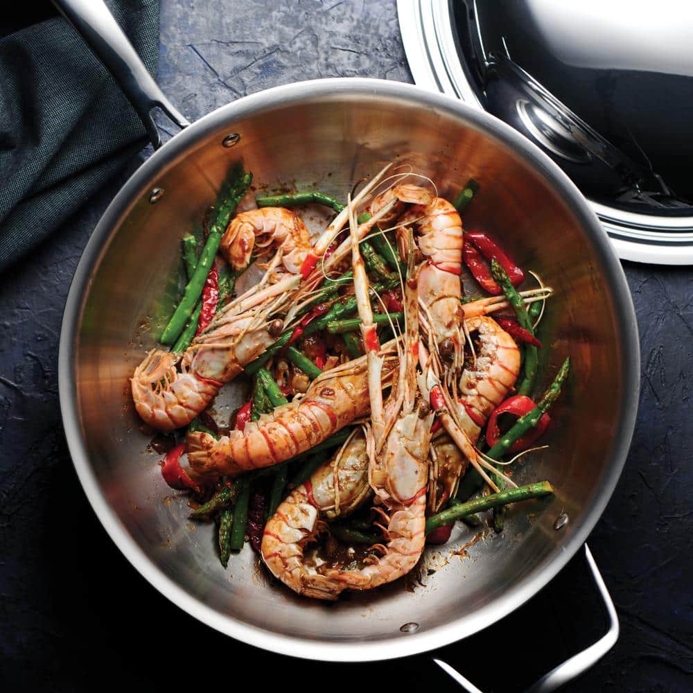 12-Inch Stainless Steel Tri-Ply Clad Wok with Lid