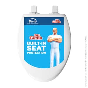 NextStep2 with Mr. Clean Elongated Potty Training Front Toilet Seat in White w/Plastic Children's Seat + Antimicrobial