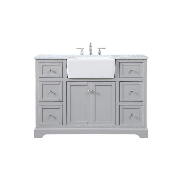 Unbranded Simply Living 48 in. W x 22 in. D x 34.75 in. H Bath Vanity in Grey with Carrara White Marble Top