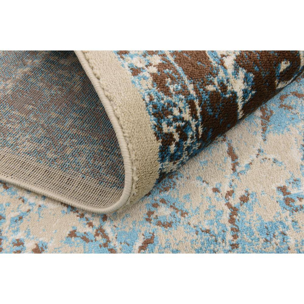 Ivory and Turquoise Floral Synthetic Rectangular Area Rug