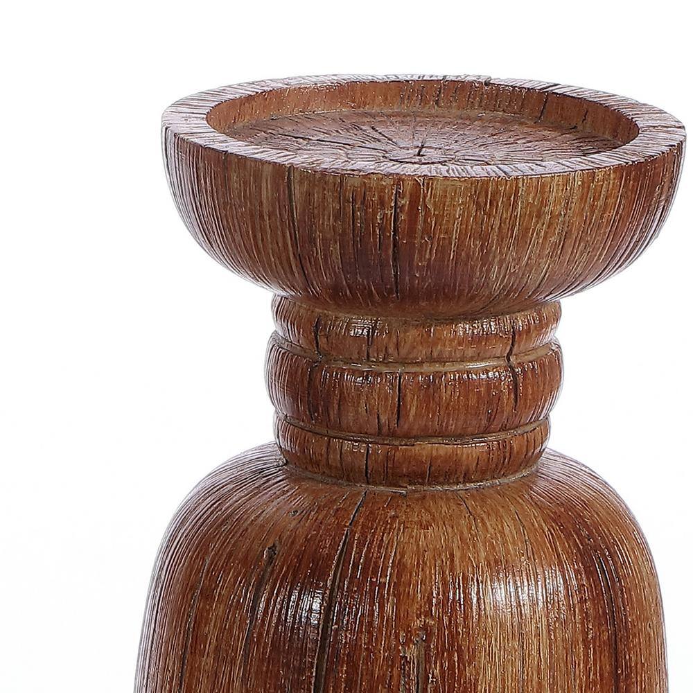 Lia Brown Faux Wood Candlestick Set of 3