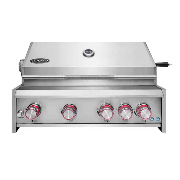 Cosmo 32 in. Built In Propane Gas Grill with 5 Burners Infrared Rotisserie Knob LED Lighting in Stainless Steel COS BGGN325K The Home Depot