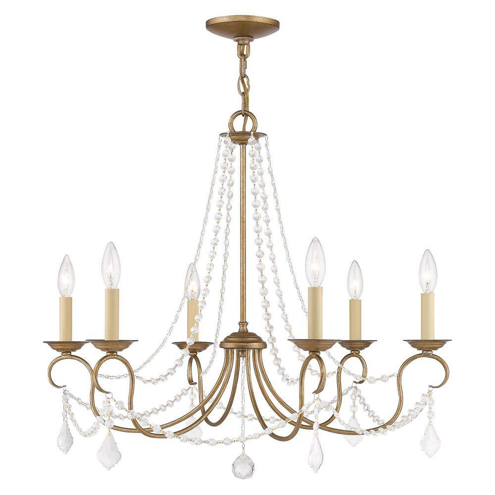 Livex Lighting Pennington 6 Light Antique Gold Leaf Chandelier 6516-48 ...