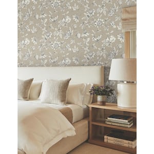 Passion Flower Toile Linen Wallpaper Roll