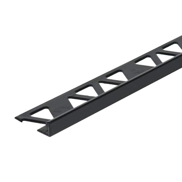 Gloss Black Powder Coated 1.13 in. W x 96 in. L Aluminum 1/2 in. Tile Edge Trim
