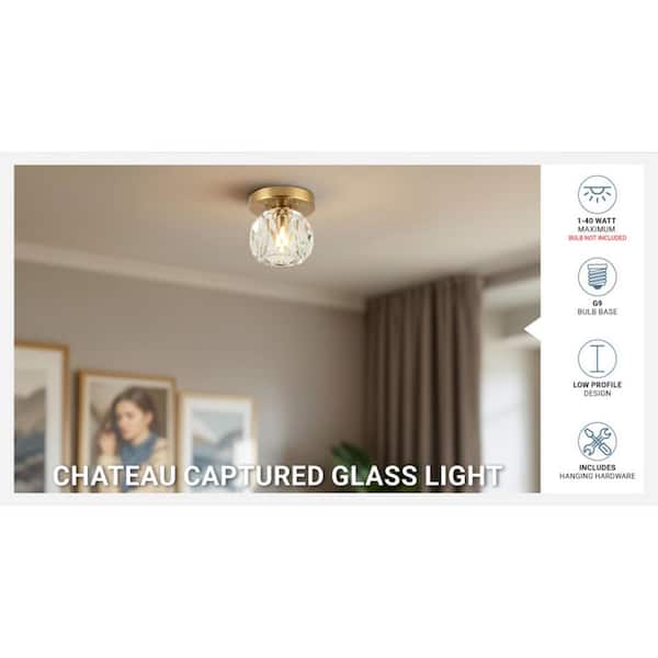 skk._.i☘️ Kenroy Home Cheateau 4.3 in. 1-Light Brushed Gold Flush