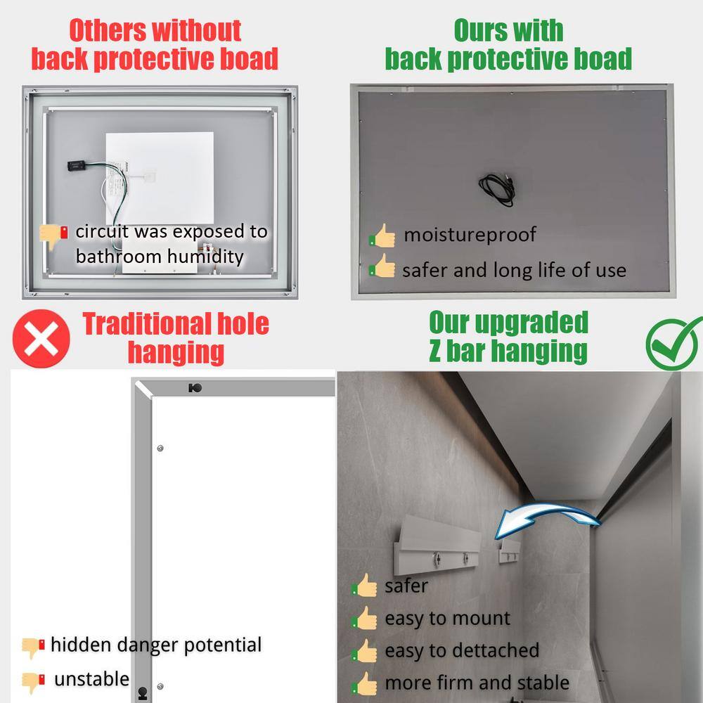 Oversized Frameless LED Bathroom Vanity Mirror with Anti-Fog Feature