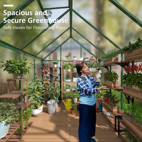 VIWAT 6 ft. W x 7 ft. D Greenhouse for Outdoors, Polycarbonate