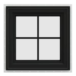 24 in. x 24 in. V-4500 Series Bronze FiniShield Vinyl Left-Handed Casement Window with Colonial Grids/Grilles