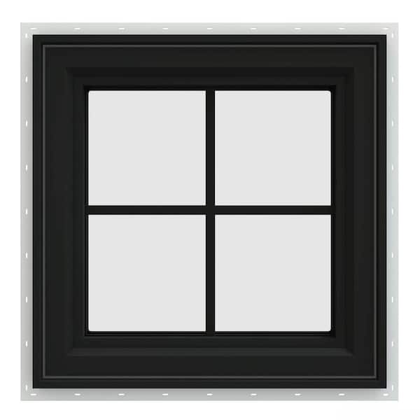 JELD-WEN 24 in. x 24 in. V-4500 Series Bronze FiniShield Vinyl Left-Handed Casement Window with Colonial Grids/Grilles