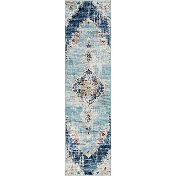 Marisol Teal 3 ft. x 12 ft. Indoor Area Rug