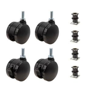 2 in. Black Furniture Swivel with Brake Caster with 440 lbs. Load Rating (4-Pack)