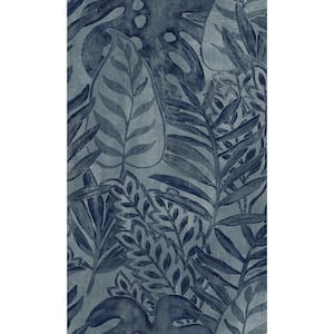 Tropical Allover Blue Non-Woven Paste the Wall Textured Wallpaper 57 sq. ft.