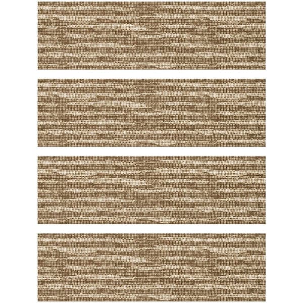 Bungalow Flooring FlorArt Kharis Cloth Natural 8.5 in. x 30 in. Printed Polyester Indoor Non-Slip Stair Tread Covers (Set of 4)