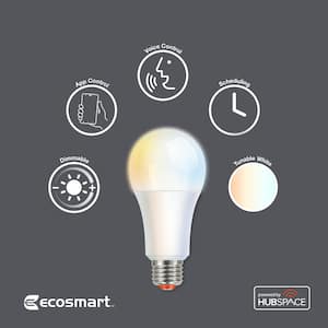 100-Watt Equivalent Smart A21 Tunable White CEC LED Light Bulb with Voice Control Powered by Hubspace (2-Pack)